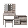 Retro Grey Particle Board with Textured Melamine Finish, 9-Drawer, 2-Tier Shelf, 1-Desktop Storage Dressing Table Set - 4 of 4