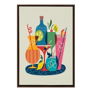 Kate and Laurel Sylvie Mid Century Modern Cocktails Framed Canvas by Rachel Lee of My Dream Wall - 1 of 4