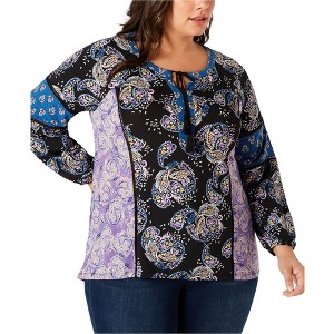 Style & Co. Womens Graphic Refresh Peasant Blouse - 1 of 1
