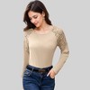 Anna-Kaci Women's Lace Raglan Sleeve Top with Sheer Floral Shoulder Detail - 4 of 4