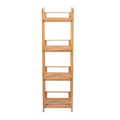 Natural Bamboo 4-Tier Freestanding Shelving Tower