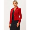 INSPIRE CHIC Women's 1 Button Lapel Collar Business Office Crop Suit Velvet Blazer - 2 of 4