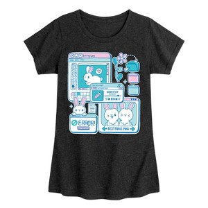 Girls' - Instant Message - Kawaii Bunny Computer Window Tabs Fitted Short Sleeve Graphic T-Shirt - 1 of 4