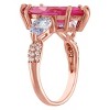 Designs By Gioelli 14K Rose Gold Over Sterling Silver Created Pink Sapphire, Aquamarine Ring - 2 of 3