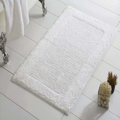 Naples White Cotton Textured Bath Rug with Non-Skid Backing