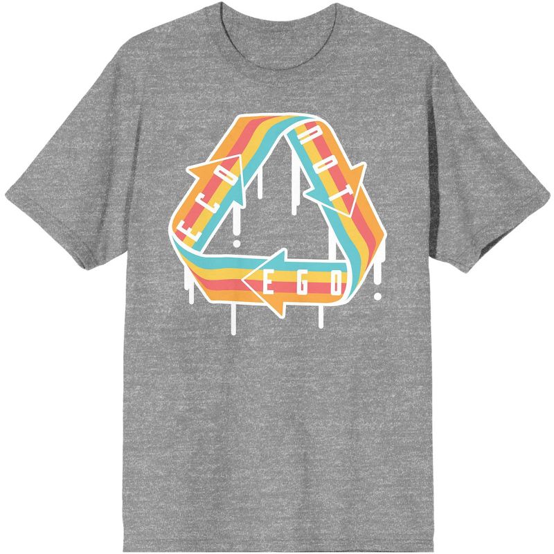 Sunny Days Melting Rainbow Recycle Graphic for Earth Day Adult Heather Gray Short Sleeve Crew Neck Tee, 1 of 4