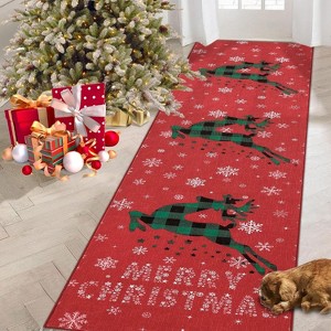 Christmas 2x3 Rug with Snow Reindeer Area Rugs for Living Room Soft Low Pile - 1 of 4