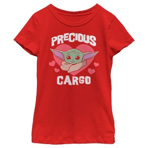 Girl's Star Wars The Mandalorian Valentine's Day The Child Precious Cargo T-Shirt - 1 of 4