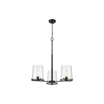 Callista 3-Light Chandelier - Matte Black Glass, Dimmable, 28" Wide, Nautical Elegance