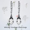 Vintage Sterling Silver Drop Dangle Earrings with Oval Crystal, Retro Leverback for Women, Anniversary Gift - 4 of 4