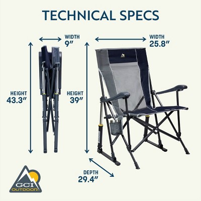 Indigo Folding Rocking Chair with Mesh Backrest