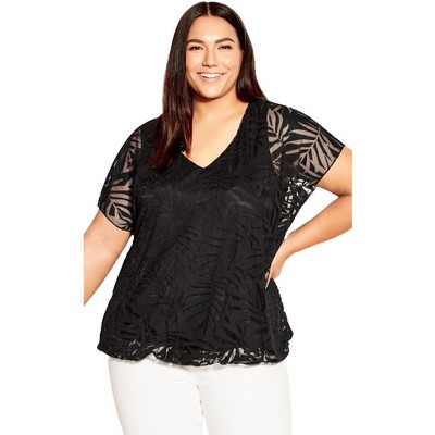 Avenue Women's Plus Size Elora Burnout Top
