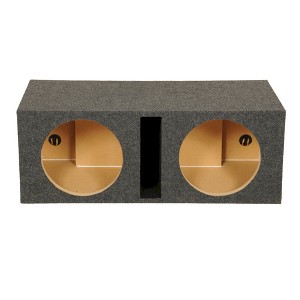 Q Power 2 Hole 12-Inch Vented Heavy Duty Subwoofer Enclosure, Charcoal Grey - 1 of 4
