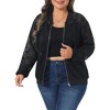 Women's Plus Size Sheer Floral Lace Zip Up Long Sleeve Casual Jackets - Agnes Orinda - 2 of 4