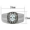 Slickblue Men’s Polished Stainless Steel Ring, Clear CZ Center & Side Stones, Modern Look, Sizes 9-13 - 2 of 4