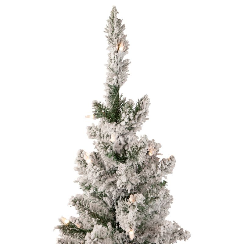 Northlight 4' Pre-Lit Flocked Pine Slim Artificial Christmas Tree, Clear Lights, 4 of 8