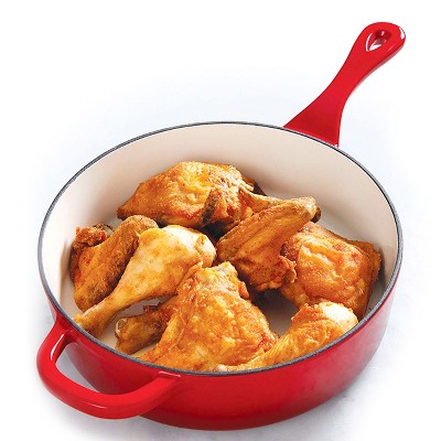 Scarlet Red 12" Enameled Cast Iron Skillet with Dual Handles