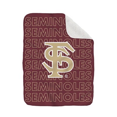  NCAA Florida State Seminoles Collegiate Echo Wordmark Plush Throw Blanket 