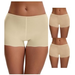 INSPIRE CHIC Women's Seamless Ice Silk Lace Trim Slip Shorts for Under Dresses Lightweight Boyshorts 3 Packs - 1 of 4