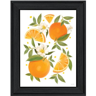 HomeRoots Citrus Orange Botanical Black Framed Print Wall Art