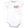 Little Treasure Baby Girl Cotton Bodysuits 3pk, Flower Pocket - image 2 of 4