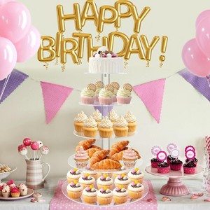 Hachikiko Round Acrylic Cupcake Stand with LED Light String - Large Tower for Weddings, Birthday Parties, Pastry Dessert Display - 1 of 4