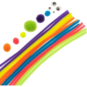 John Bead Craft Combo Pack Pipe Cleaners Pompoms Googly Eyes Activity Kits Neon Mix 300 Pieces - 1 of 4