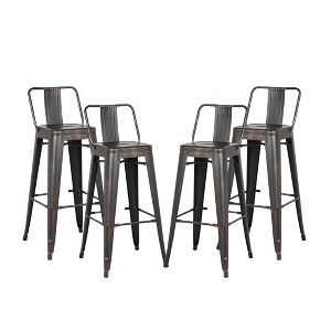 Lyngins Set of 2/4 Industrial Metal Bar Stools,Counter Chairs with Bucket Back,Stools for Kitchen Counter,Living Room - 1 of 4