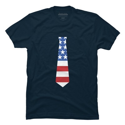 Men's Design By Humans Fourth Of July Simple American Flag Tie By FreshDressedTees T-Shirt