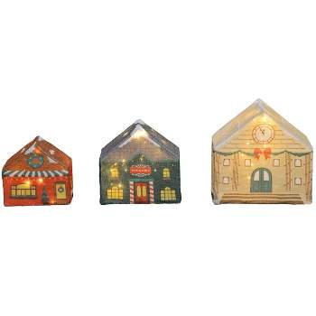 8In 10In 12In Ccl Set Of Three 3D Pre-Lit Led Village Nested 1/2 Depth