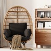 GustoWave Oversized 360° Swivel Rattan Egg Chair, Patio Rotating Egg Chair, Steel Frame and Metal Base, PE Rattan Lounge Chair - 2 of 4