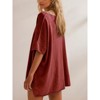 Imily Bela Womens Oversized Casual Summer Crew Neck Loose Dropped Short Sleeve Side Slit Hem Tunic Blouse Light - 4 of 4