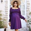 Clearlove Women's 2025 Square Neck Maternity Dress Ruffle Lotus Root Long Sleeve Dresses - 3 of 4