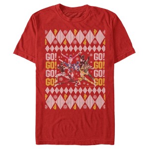 Men's Power Rangers Ugly Christmas Go Go Rangers T-Shirt - 1 of 4