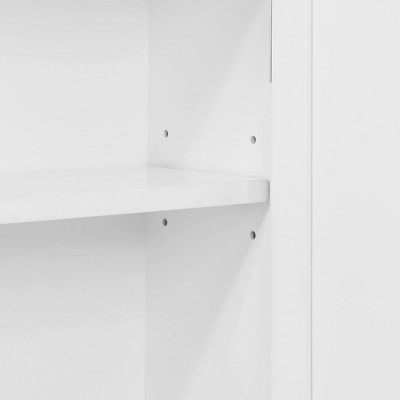 White Wood Wall Mounted Bathroom Storage Cabinet with Towel Rod