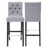 WestinTrends 29" Linen Fabric Tufted Bar Stool (Set of 2) - 3 of 4