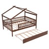 NicBex Full Size Bunk Bed Classic House Shape Loft Bed Draggable Design Pine Bed Frame with Wheels and Guardrails, No Box Spring Required - 4 of 4