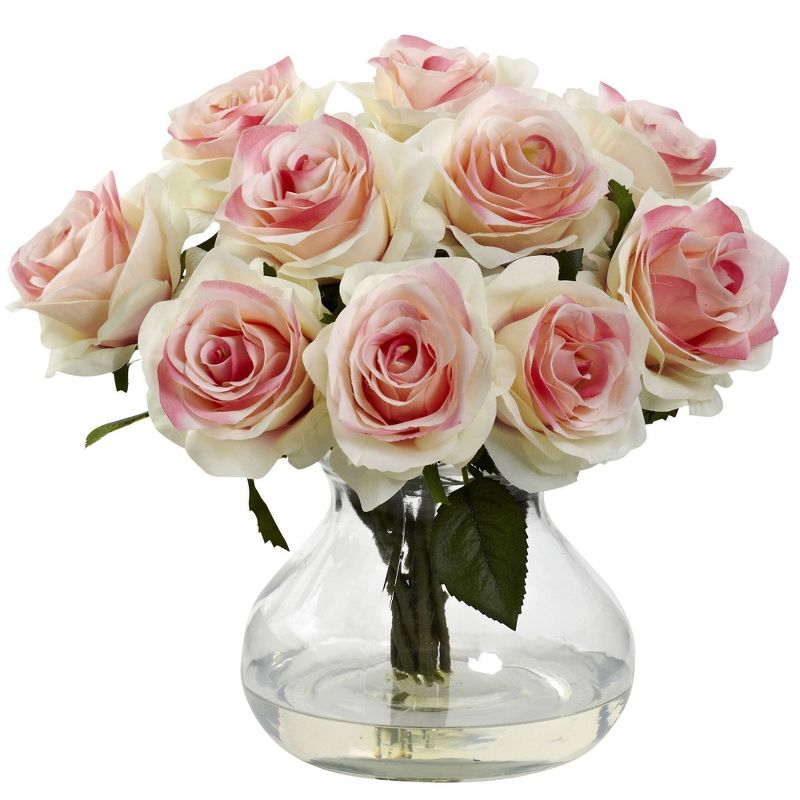Nearly Natural 11-in Rose Arrangement with Vase, 5 of 8