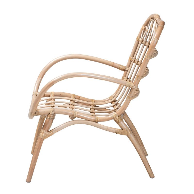 bali & pari Bajo Modern Bohemian Natural Brown Rattan Arm Chair, 4 of 11