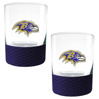 NFL Baltimore Ravens 14oz Rocks Glass Set with Silicone Grip - 2pc