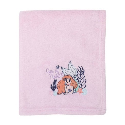 Disney The Little Mermaid Ariel Cute By Nature Super Soft Baby Blanket Pink And Coral Target
