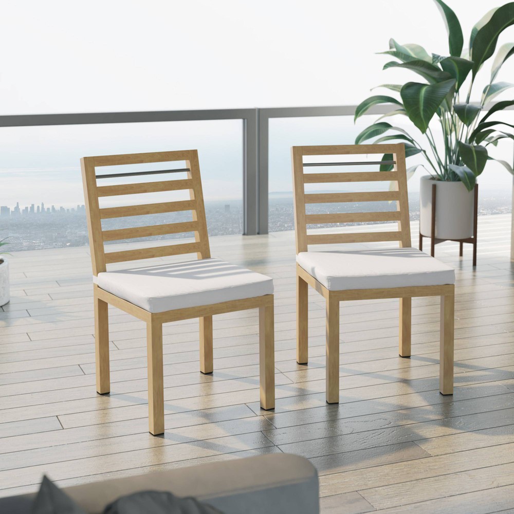 2pk Ladder Back Outdoor Dining Chairs - White - TK Classics