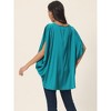 Seta T Women's Satin V Neck Batwing Short Sleeve Summer Loose High Low Hem Casual Blouse - 4 of 4