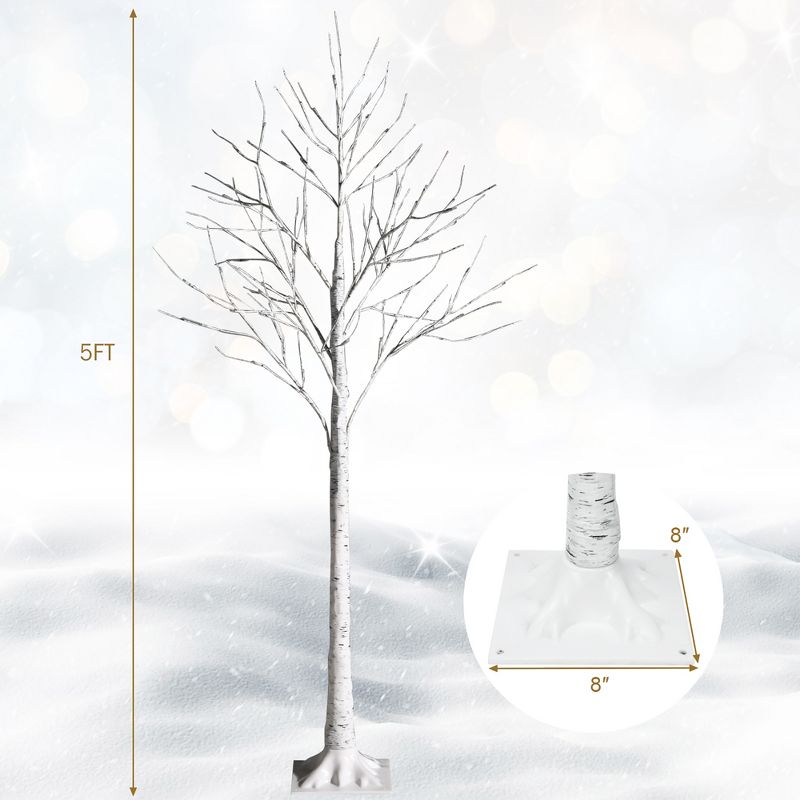 Costway 2ft/ 4ft/ 5ft/ 6ft Pre-lit White Twig Birch Tree for Christmas Holiday w/ LED Lights, 4 of 14