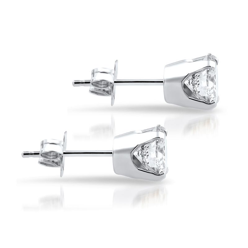 Pompeii3 1.50 Ct Round Cut Natural Diamond Studs in 14K White or Yellow Gold, 2 of 5