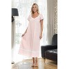 ADR Women's Cotton Nightgown, Ruffled Short Sleeve Lace Trimmed Long Vintage Night Dress Gown - 2 of 4