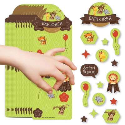 Big Dot of Happiness Funfari - Fun Safari Jungle - Birthday Party Favor Kids Stickers - 16 Sheets - 256 Stickers