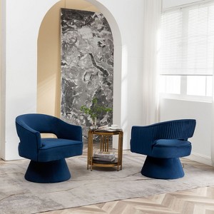 SEYNAR Modren Velvet 360 Degree Swivel Accent Arm Barrel Chair Set of 2 for Living Room - 1 of 4