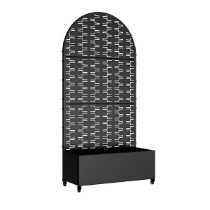Lirago Metal Planter Box privacy screen Garden Bed with Trellis and Wheels - Black- 6 ft. H x 3 ft. W - 1 of 4