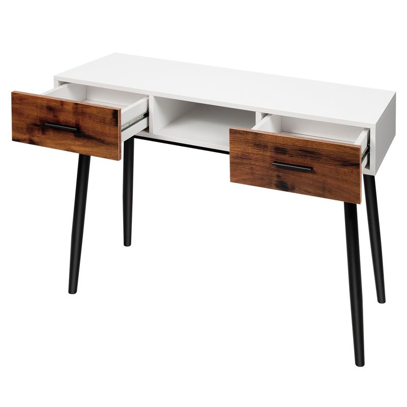 Tangkula 42" Industrial Console Table with 2 Drawers & Middle Open Shelf Narrow Accent Side Table for Entryway, 5 of 8